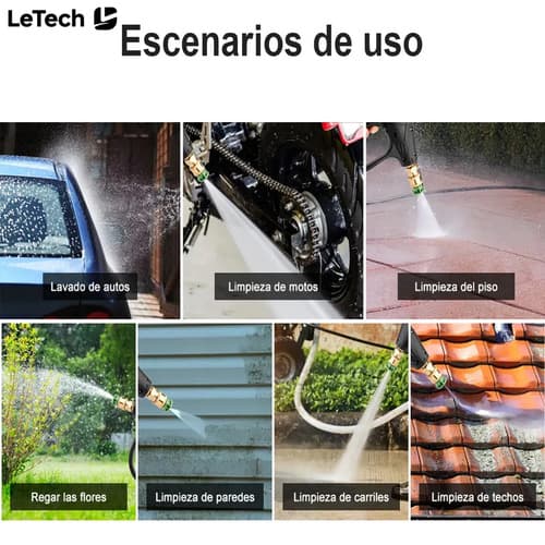 Hidrolavadora Letech Industrial Con 5 Boquillas, Portátil Y De Alta Presión Negro