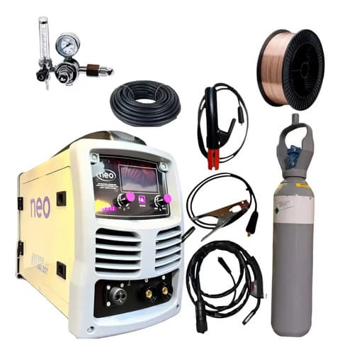 Soldadora Neo 200a 3 En 1 Mig Tig Mma + Tubo + Rollo Gris