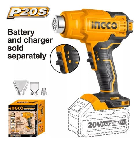 Pistola De Calor 20v Sin Bateria Ingco Hgli2002. Hnt Amarillo