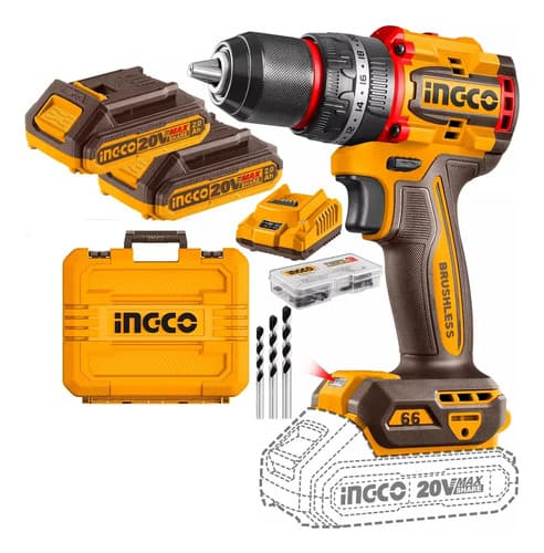 Taladro Atornillador Percutor 13mm Brushless Cidli20668 Color Amarillo Frecuencia 50hz 60hz