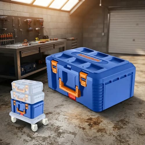 Caja De Herramientas Apilable De 19 Wadfow Carga 22 Kg Azul Azul