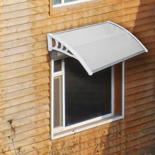 Alero De Policarbonato Transparente 100x80 Cm Con Protección Uv Y Soportes Blancos
