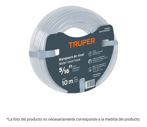 Manguera De Nivel, 3/8', Rollo De 20m, Truper Transparente