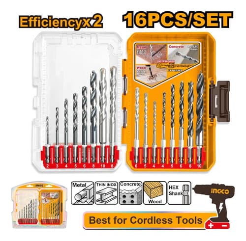 Set 16pcs Mechas Metal Mamposteria Madera Ingco Akdl11608