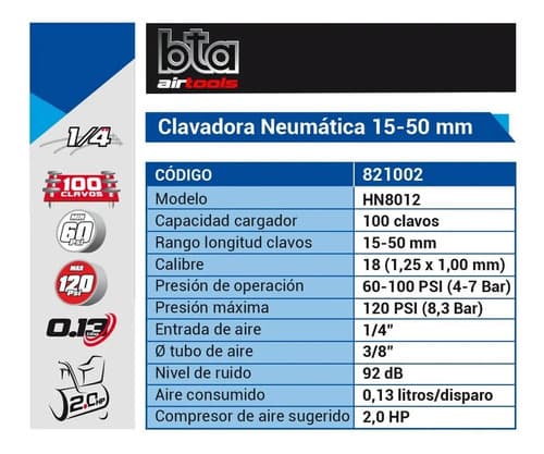 Clavadora Neumatica Bta 15/50 Mm