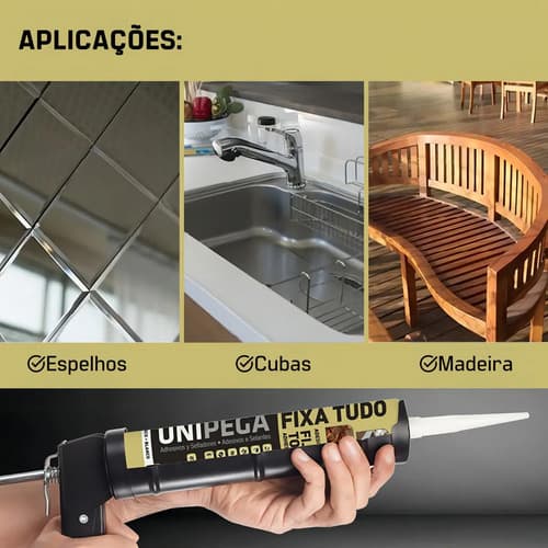 Sellador De Silicona Unipega Fixa Tudo Transparente Blanco Glaciar En Tubo 280ml