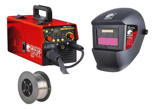 Soldadora Inverter 100 Amp Mig Mma Mag + Flux + Careta Rojo