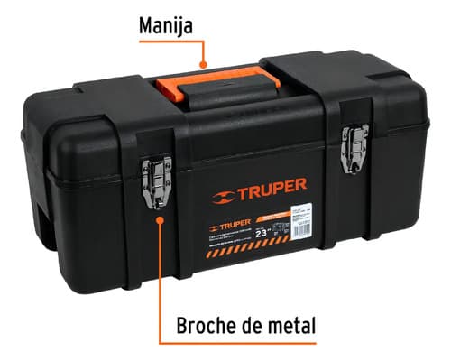 Caja Para Herramienta, Plástica De 23 , Industrial Truper Negro