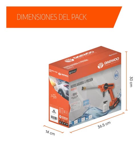Hidrolavadora Daewoo Inalámbrica Dax65-li Pistola Portátil Color Naranja 50 Hz/60 Hz