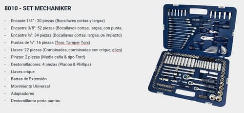 Set Herramientas Llaves Tubo Bremen Mechaniker 160pz 8010 Azul
