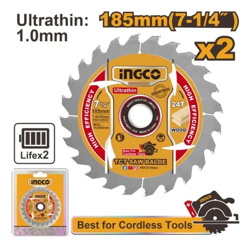 Set 2 Discos P/ Sierra 7 1/4 - 24d Ingco Tsb1853 Color Amarillo