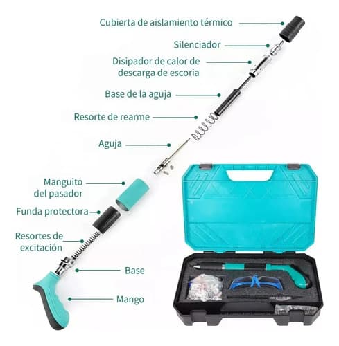 Pistola De Fijación Portátil Vangroup Con 100 Clavos Para Metal Y Plástico 33.8 Cm