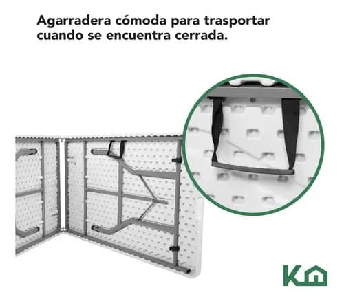 Mesa Plegable 1.80 Mts Portatil Portafolio Eventos Jardin Color Blanco