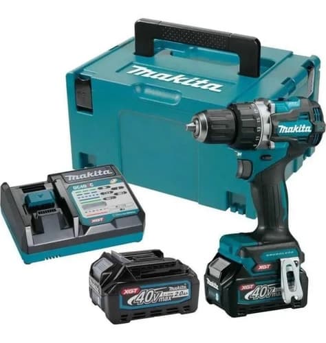 Taladro Percutor Atornillador Inalámbrico De 13mm Makita Hp001gd201 + Accesorio Con Makpac Turquesa