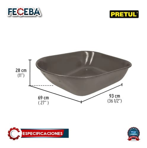 Concha Para Carretilla De Acero 80 L, Marca Pretul Gris