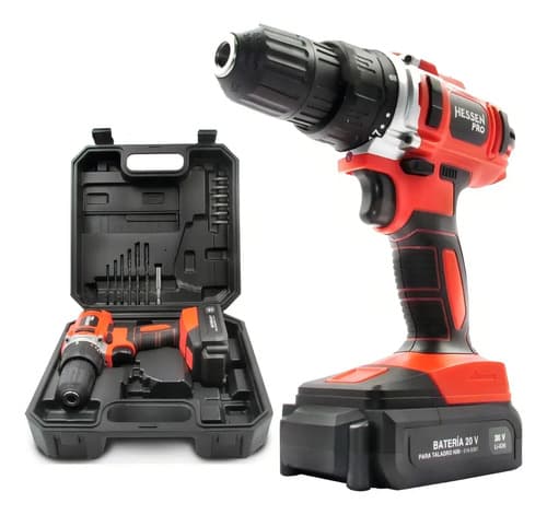 Taladro Percutor Inalámbrico Hessen De Con Maletín Y Accesorios