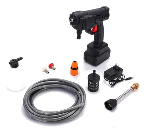 Hidrolavadora Portátil Inalámbrica A Bateria +10 Accesorios Color Negro Frecuencia 50