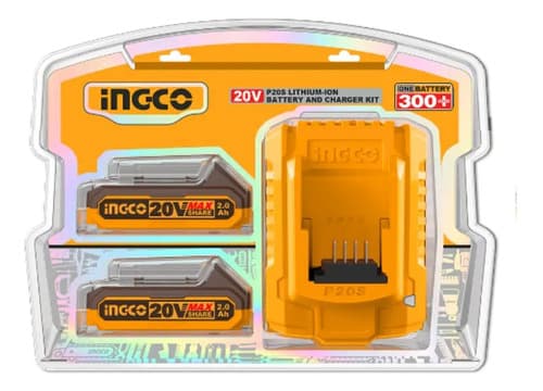 Kit De 2 Baterías De Iones De Litio De 2,0 Ah/1 Cargador P20s Ingco De 20 V