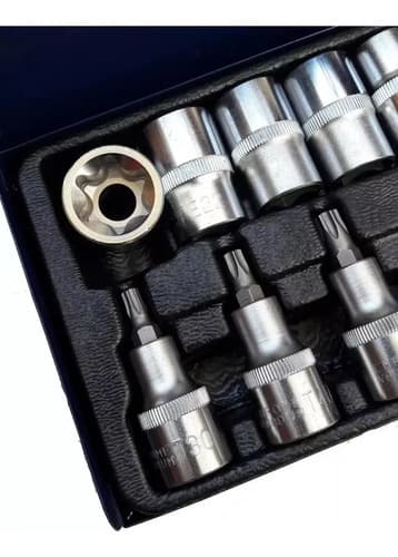 Set De Dados Allen Y Torx 16 Piezas Hoteche Color Plateado