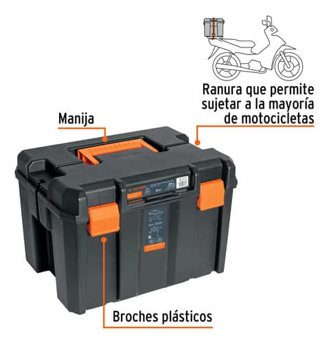 Caja Herramientas Ideal Motos 30x34x44cm Truper Soporta 30kg Color Negro