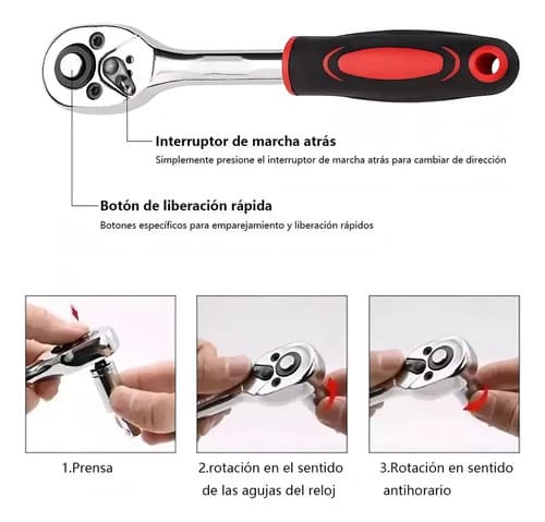 Juego Mecánico 46 Piezas Ipeleric Llave Trinquete 1/4 Ergonómico