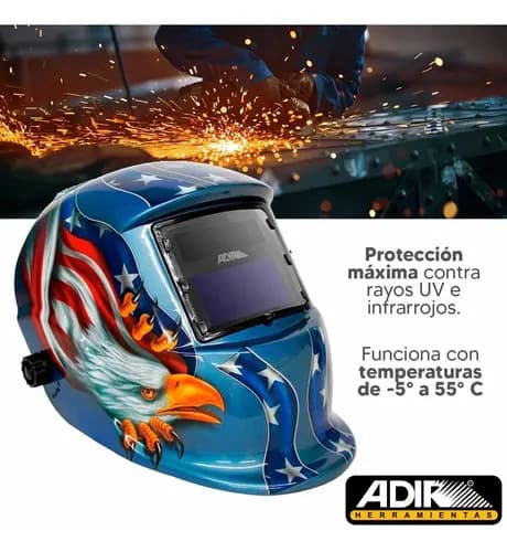 Careta Electrónica Soldar Automática Águila Adir 6710 Color Azul