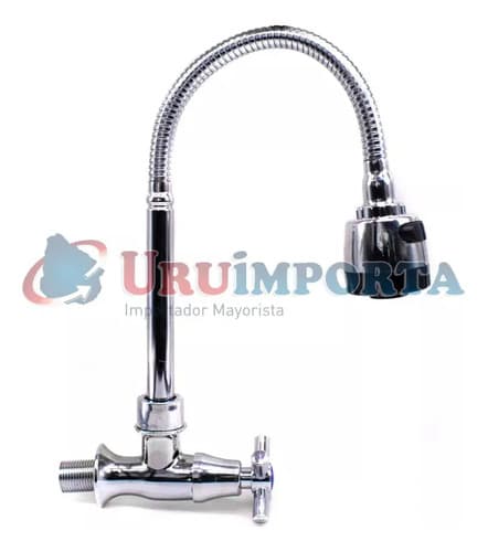 Grifo Metalico Para Pared Con Pico Flexible Lh-1896 Cromado Brillante