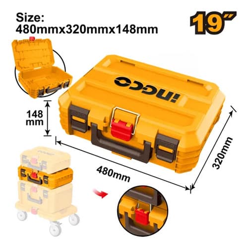 Caja De Herramientas De Pvc Apilable Ingco Orange 19 Pulgadas Naranja