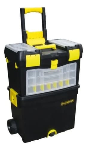Caja De Herramientas Con Ruedas Y Organizador Bta Tools Plástico Reforzada Negro