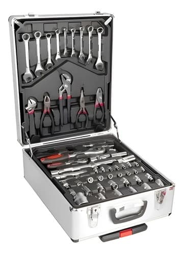 Caja De Herramientas Tipo Maleta 4 Estantes 450 Piezas Gris