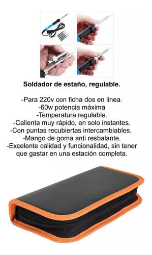 Kit Estaño Soldador 60w Temperatura Ajustabable Azul
