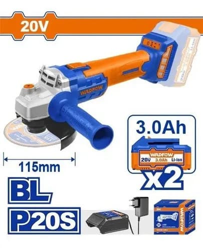 Amoladora 20 Volt X 2 Baterias 3.0 Ah Wadfow Azul/naranja