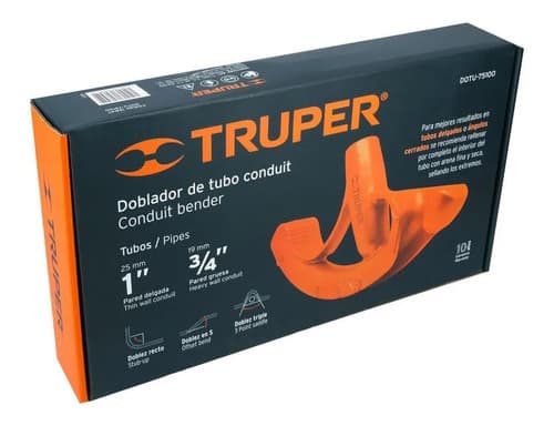 Doblador De Tubo Conduit 1puLG 30 A 90 Grados Truper 12847 Naranja
