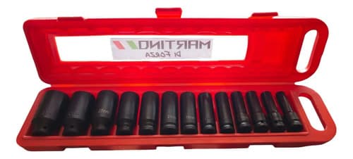 Juego Dados Largo 13 Piezas 1/2 Impacto Martino Di Forza Cromo Vanadio Negro