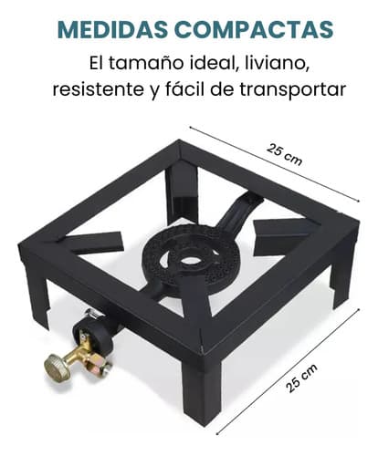 Anafe Portátil Outter 1 Hornalla Negro Gas Envasado Camping