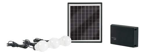 Sistema De Iluminación Solar 6 W Con 3 Lámparas Led, Volteck Negro