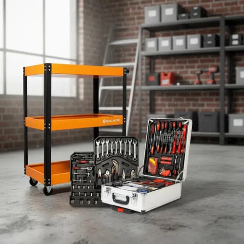 Carro Mesa Porta Herramientas Gabinete Con 130 Accesorios Negro