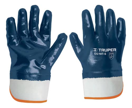 Guantes Algodón Recubierto Nitrilo Puño Seguridad 15245 6 Pz