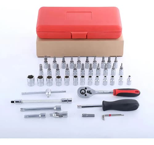 Juego Caja Set Dados Chicharra Herramientas 46 Piezas Eshopangie Rojo