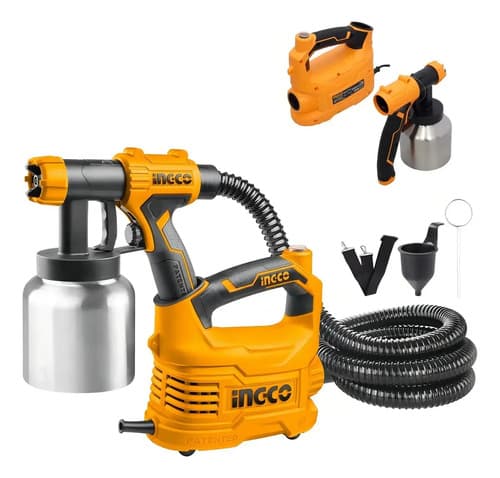 Pistola Rociadora Eléctrica Ingco De Aluminio Con Tacho De 800ml Amarillo