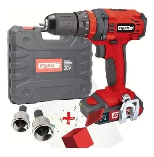 Taladro Atornillador Inalambrico 20v C/maletín,2 Bat. Equus Rojo