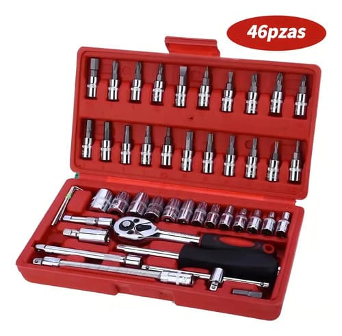 Juego Caja Set Dados Chicharra Herramientas 46 Piezas Eshopangie Rojo