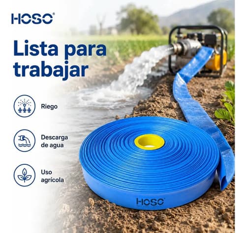 Manguera Pvc Plana 2 Pulgadas 6 Bar 100metros Motobomba Azul Azul
