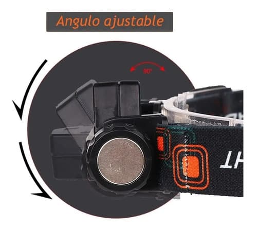 Linterna Táctica Led Vincha Recargable 2000 Lm Alcance 150m Usb Blanco Negro