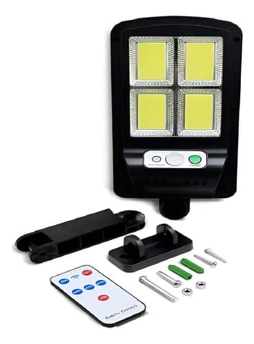 Focosolar Con Sensor De Movimiento 30w 3 Modos De Luz  Fria Negro