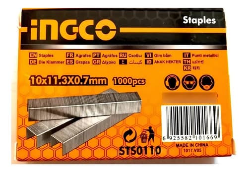 Pack 3 Cajas Grapas Ingco 1000 Piezas C/u 10mmx0.7mm Sts0110