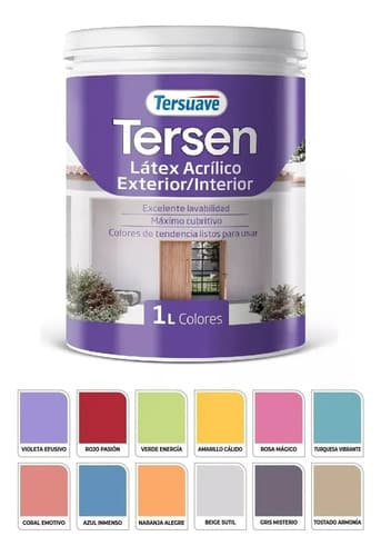 Pintura De Látex Tersuave Tersen Exterior E Interior Color Azul Intenso De 1l
