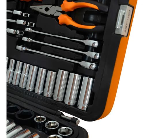 Juego Herramientas Lusqtoff 150pzs Racing Caja Set Tubos Color Naranja