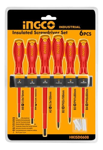 Kit 6 Destornilladores Ingco Electricidad Aislado Imanantado