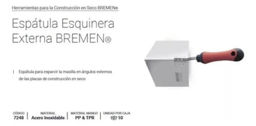 Espátula Para Esquina Exterior De Durlock Bremen, De Acero Inoxidable Con Mango Bicomponente